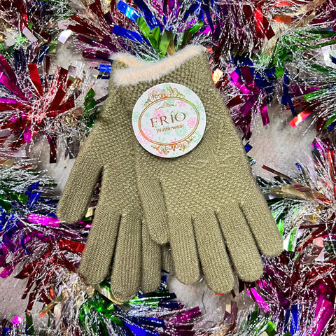 Fuzzy trim gloves
