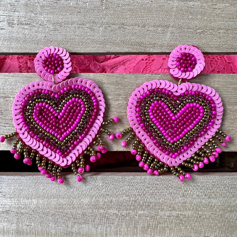 Heart earring (pink)