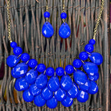 Sapphire teardrop bubble bib necklace